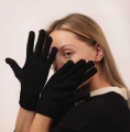 GIBONY RWS - czarne dziane 100% wełniane rękawiczki - 5 palców black 100% wool knitted gloves - 5 fingers  (2).jpg