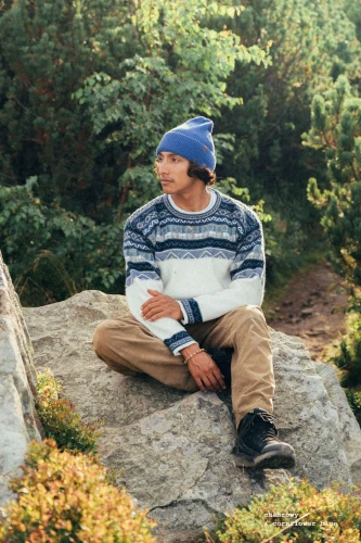 ANTYLOPA KOPYTO RWS - chabrowy czapka z wysokim ściągaczem w prążki 100% merino - ANTELOPE beanie with a high ribbed cuff cornflower blue (3).jpg