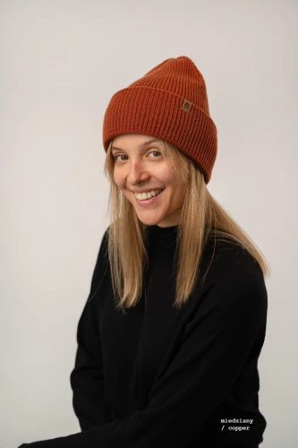 ANTYLOPA KOPYTO RWS - miedziany czapka z wysokim ściągaczem w prążki 100% merino - ANTELOPE beanie with a high ribbed cuff  (3).jpg
