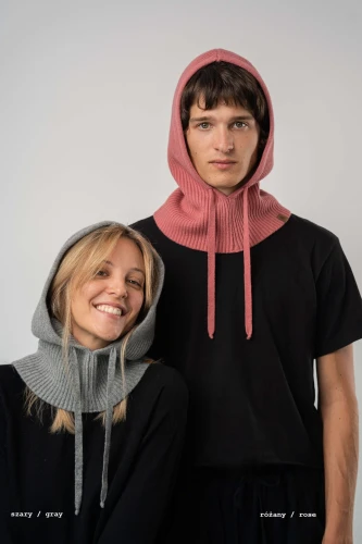 KAPIBARA KOPYTO RWS - szary kremowy ciepły kaptur  balaklawa - 100% merino - CAPYBARA hood balaclava gray (2).jpg