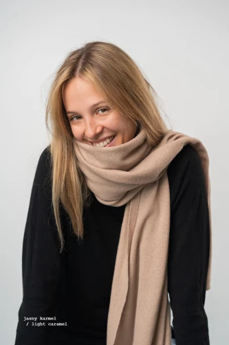 MANUL RWS KOPYTO- jasny niebieski duży lekki pluszowy szalik elegancki 100% merino - PALLAS'S CAT - Large lightweight plush scarf.jpg