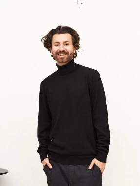 OCELOT RWS - czarny męski golf - sweter 100% wełny merino