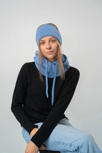 KOJOT KOPYTO RWS - jasny niebieski szeroka pluszowa opaska z wełny merino, ciepla,  na rower, na wycieczke, COYOTE a wide plush headband made of merino wool light blue