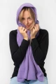 MANUL RWS KOPYTO- lawendowy duży lekki pluszowy szalik elegancki 100% merino - PALLAS'S CAT - Large lightweight plush scarf