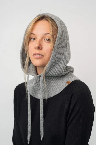 KAPIBARA KOPYTO RWS - szary kremowy ciepły kaptur  balaklawa - 100% merino - CAPYBARA hood balaclava gray (1).jpg