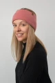 KOJOT KOPYTO RWS - rozana szeroka pluszowa opaska z wełny merino, ciepla, opaska na zime, opaska na rower, na wycieczke, COYOTE a wide plush headband made of merino wool rose