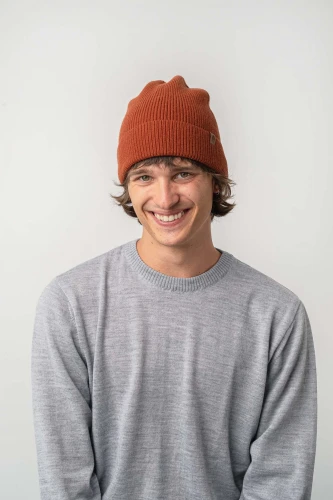 GAZELA KOPYTO RWS - miedziana lekka prążkowana czapka z  wełny merino - GAZELLE  light weight ribbed beanie cooper