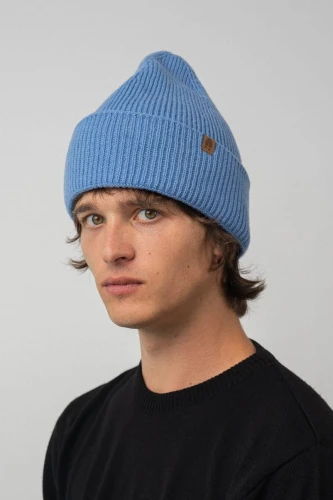 ANTYLOPA KOPYTO RWS - jasny niebieski czapka z wysokim ściągaczem w prążki 100% merino - ANTELOPE beanie with a high ribbed cuff baby blue (2).jpg