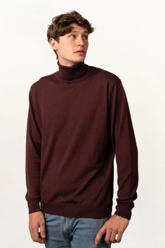 OCELOT RWS - bordowy męski golf - sweter 100% wełny merino, men's turtleneck sweater, claret, 100% merino wool .png