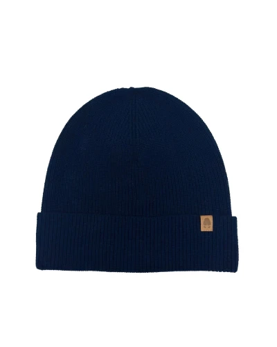 GAZELA KOPYTO RWS - granatowa lekka prążkowana czapka z  wełny merino - GAZELLE  light weight ribbed beanie dark blue (5).jpg