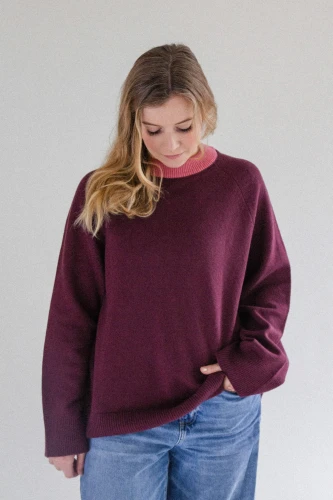 BARIBAL RWS - bluza wełniana oversize - 100% wełny merino bordowy - oversized wool sweatshirt claret2.jpg