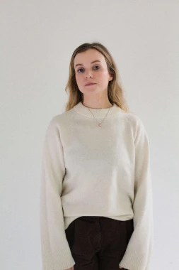 BARIBAL RWS - kremowy sweter oversize a la bluza wełniana - 100% wełny merino RWS