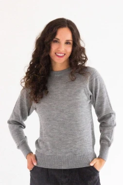 JENOT RWS - szary sweter damski - 100% wełny merino RWS