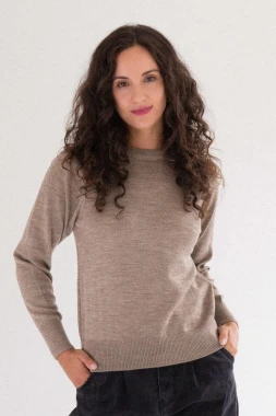 JENOT RWS - ciemny beżowy sweter damski - 100% wełny merino RWS