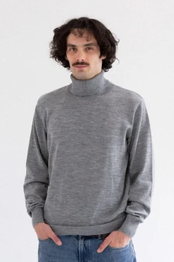 OCELOT RWS - szary męski golf - sweter 100% wełny merino RWS