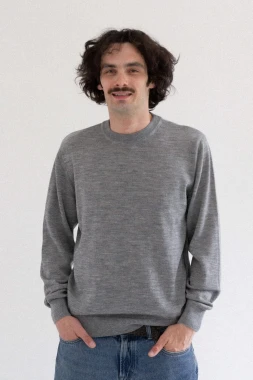 JENOT RWS - szary sweter męski - 100% wełny merino RWS