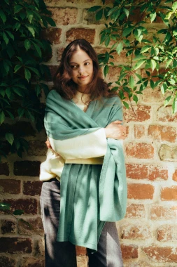 MANUL RWS - duży szeroki szalik 100% wełny merino RWS