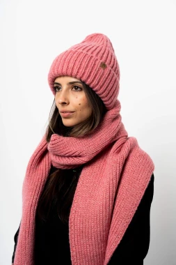 PUCHACZ OUTLET - duży mięsisty szalik wełna merino, bawełna czesana