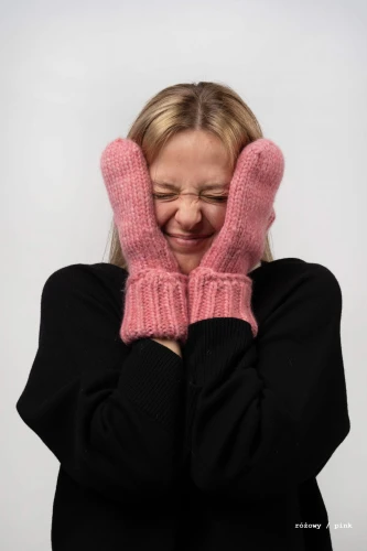 PLOMYKOWKI KOPYTO puchate rekawiczki różowy - 2 palce - merino, bawelna -Warm two-finger gloves pink (1).jpg