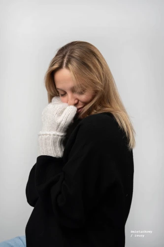 PLOMYKOWKI KOPYTO puchate rekawiczki smietankowy - 2 palce - merino, bawelna -Warm two-finger gloves ivory (2).jpg