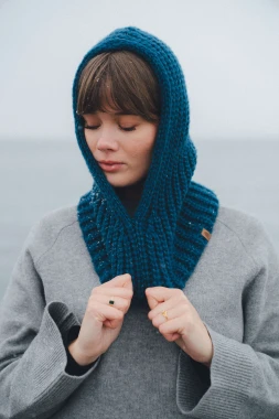 PUSZCZYK RWS - puchaty kaptur / balaklawa  z etycznej mieszanki wełny merino z bawełną