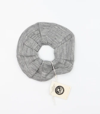 PAPILON RWS - szara scrunchie, wełniana gumka do włosów - 100% wełny merino RWS