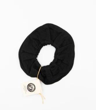 PAPILON RWS - czarna scrunchie, wełniana gumka do włosów - 100% wełny merino RWS