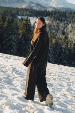 EMU RWS - spodnie wełniane ciemno brązowe z 100% wełny merino RWS