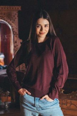 JENOT RWS - bordowy sweter damski - 100% wełny merino RWS