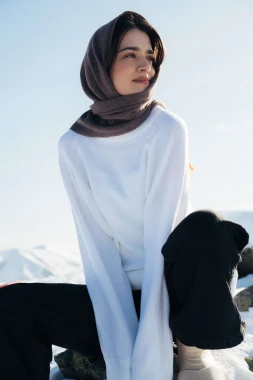 BARIBAL RWS - biały sweter oversize a la bluza wełniana - 100% wełny merino RWS