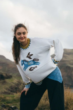 LORI RWS - beskidzki konik - lekki sweter  oversize - wełna merino i bawełna