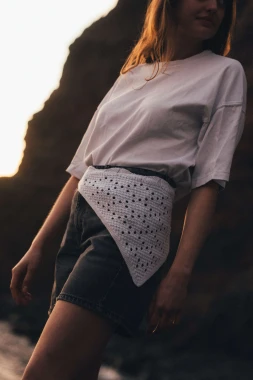 KEA RWS – ażurowa chustka damska na głowę, szyję i biodra z wełny merino i bawełny