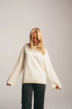 BARIBAL RWS - kremowy sweter oversize a la bluza wełniana - 100% wełny merino RWS